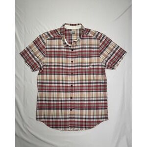 Rusty Surfboard Mens Short Sleeve Button Down Plaid Shirt Large Skate Surf